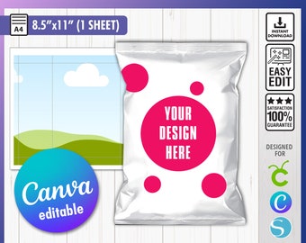 Chip Bag Template Canva Editable, Chip Bag Template, Blank Chip Bag, Chip Bag Label, Party chip bag, chip bag editable, template for cricut