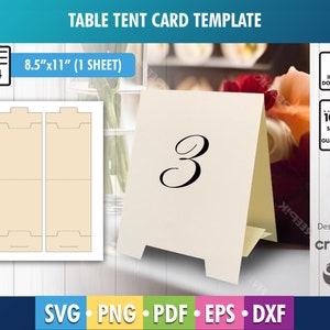 Zelt Karte Vorlage, Tischdekoration Zelt Karte, Tent Card Printable, SVG, DXF, Eps, Pdf, Png, Instant Download, Cricut Cut Datei, Silhouette