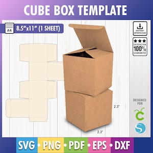 Gft Box, modello di scatola classica, scatola semplice, scatola quadrata svg, scatola cubica, scatola di stoccaggio, scatola di spedizione, SVG, DXF, PDF, Cricut, Silhouette