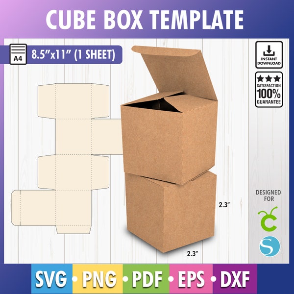 Gft Box, Classic box template, simple box, square box svg, cube box, storage box, shipping box, SVG, DXF, PDF, Cricut, Silhouette