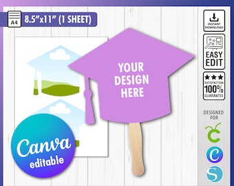 Graduation Fan Template, Graduation Paddle Fan template, Custom Grad fan, Graduation Fan SVG, Graduation Cake topper template, 2024 Grad SVG