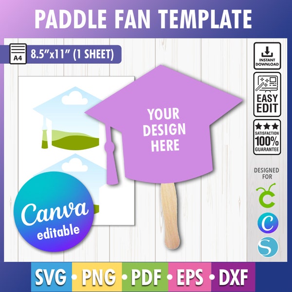 Graduation Fan Template, Graduation Paddle Fan template, Custom Grad fan, Graduation Fan SVG, Graduation Cake topper template, 2024 Grad SVG
