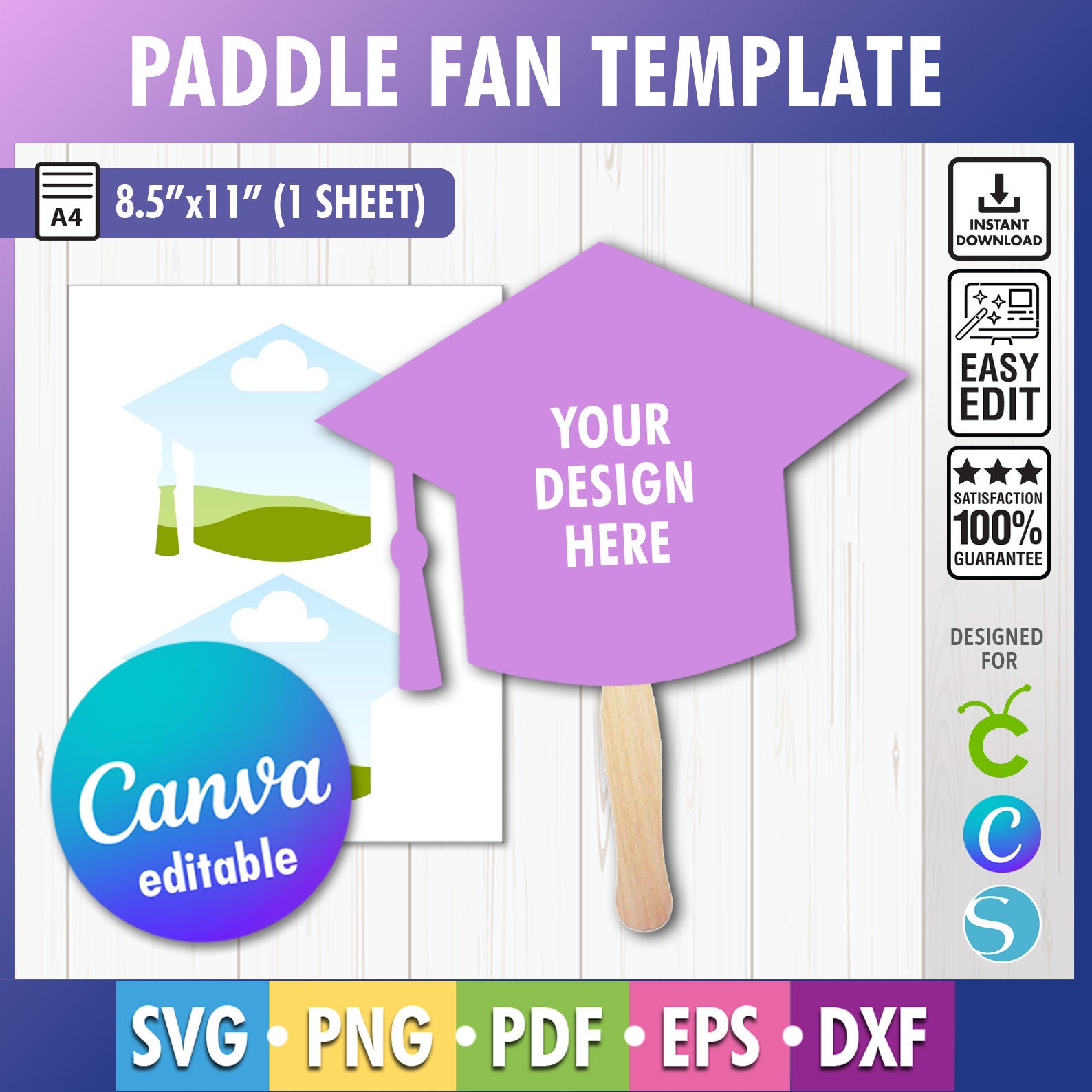 Graduation Fan Template, Graduation Paddle Fan Template, Custom Grad Graduation Fan Template, Graduation Paddle Fan Template, Custom Grad