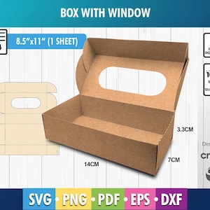 Rectangular Box SVG, Box With Window SVG, Packaging Box SVG, Box Template svg, png, pdf, Instant Download, Cricut cut file