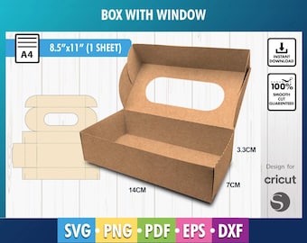 Rectangular Box SVG, Box With Window SVG, Packaging Box SVG, Box Template svg, png, pdf, Instant Download, Cricut cut file