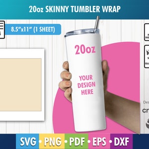 20oz Skinny Tumbler Wrap Template svg, Svg, Png, Dxf, Eps, Sublimation Template, Cricut cut file, Silhouette, Instant Download
