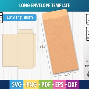 Plantilla de sobre SVG, PNG, EPS, PDF imprimible, Sobre SVG, A4, Sobre carta, Sobre de correo Cricut, Silueta, DXF, Archivo de corte