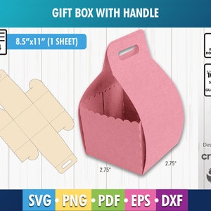 Boîte cadeau de fête d'anniversaire avec anse Boîte cadeau Boîte cadeau de mariage Modèle de boîte de mariage SVG Shape Box Boîte cadeau svg Boîte de bonbons svg