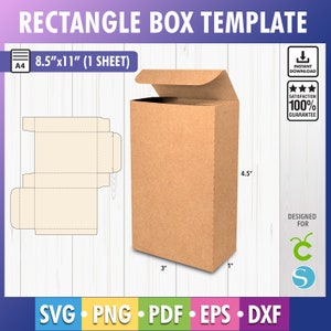 Rechteck Box Vorlage, rechteckige Box svg, Versandbox, Geschenkbox rechteckig, klassische Box, einfache Box, SVG, DXF, PDF, Cricut, Silhouette
