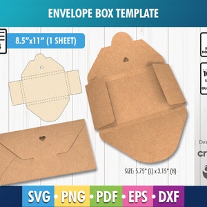Plantilla de buzón, caja para sobres, buzón de cartón, contenedor para cartas, SVG, DXF, PDF, Cricut, Silhouette, caja para sobres DIY
