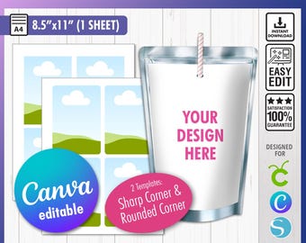 Capri Template Svg, Blank Capri Sun Template, Juice Pouch Label, Juice Label Party, Custom Capri Label, Birthday Party Favor, Canva Editable