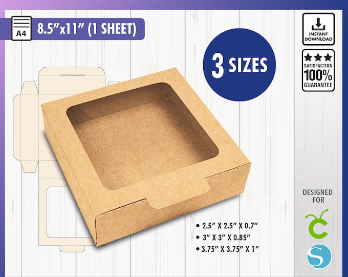 Rectangle Box With Window Template SVG, Window Box Template, Box ...
