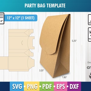 Modello SVG per borsa bomboniera Svg, borsa per feste Svg, borsa fai da te Vettore svg png pdf, dxf, file Cricut Cut, modello per borsa di carta, borsa regalo in carta 3D