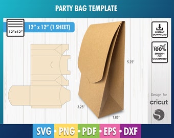 Favor Bag SVG Template Svg, Party Bag Svg, DIY bag Vector svg png pdf, dxf, Cricut Cut file, Paper Bag Template, 3D Bag Gift paper Bag
