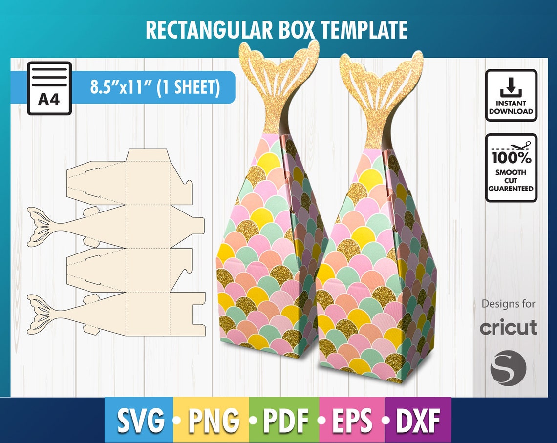 Mermaid Candy Box, Mermaid Favor Box SVG, Mermaid Party, Mermaid Treat ...