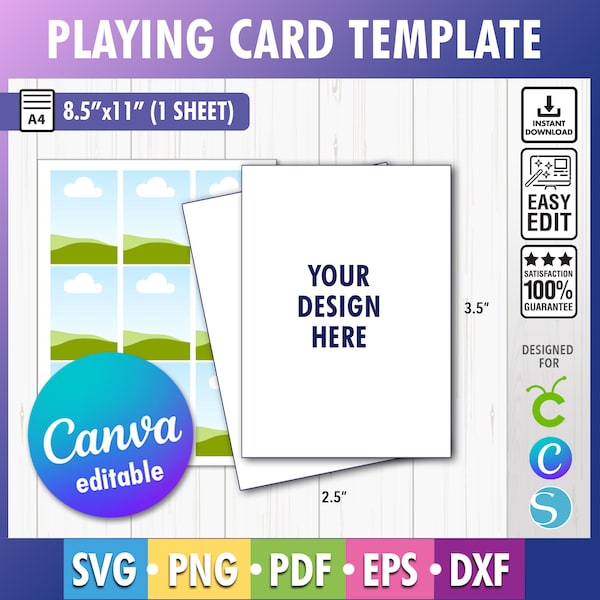 Editable Trading Card Template, Blank Playing Card Template, Poker Card Template, Card Sublimation, DIY Playing Card, Drag in Drop Canva