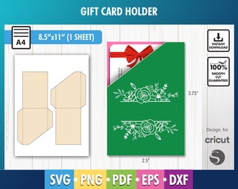 Gift card envelope template 2.5" x 3.75", Gift Card Holder Template Gift Card Envelope Template, SVG, DXF, Png, Pdf A4 sheet, Printable