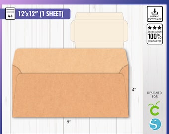 Envelope Template SVG, 4"x9" envelope Png, PDF Printable, Letter Envelope Svg, A4, Gift Card Envelope Cricut, Mailer Envelope Dxf Cut file