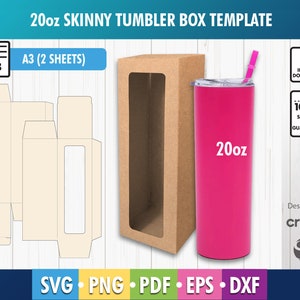 20oz Skinny Tumbler Box Template, Pdf, SVG, Dxf, Gift Box Template, Window Box Template, Printable, A3 Sheet , Tumbler Box Template
