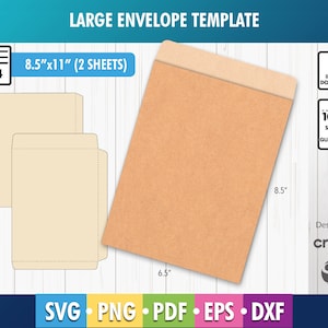 Plantilla de sobre grande SVG, PNG, Sobre SVG, A4, Sobre de correo, Sobre de carta, Sobre de correo Cricut, Silueta, DXF, Archivo de corte
