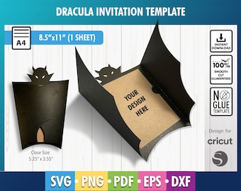 Halloween party invite, Dracula invitation template, Halloween Invitation svg, Halloween laser cut invitation, svg dfx pdf Digital download