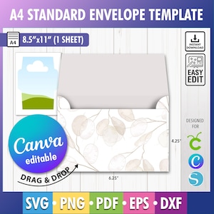 Plantilla de sobre de invitación de Canva, plantilla de sobre de efectivo para Canva, sobre de dinero editable, sobre de tarjeta de regalo, sobre A4
