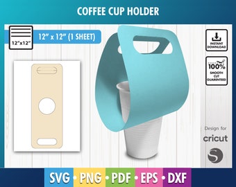 Cup holder template, cup carrier, cup bag, coffee cup holder, coffee cup carrier, SVG, DXF, PDF, Cricut, Silhouette