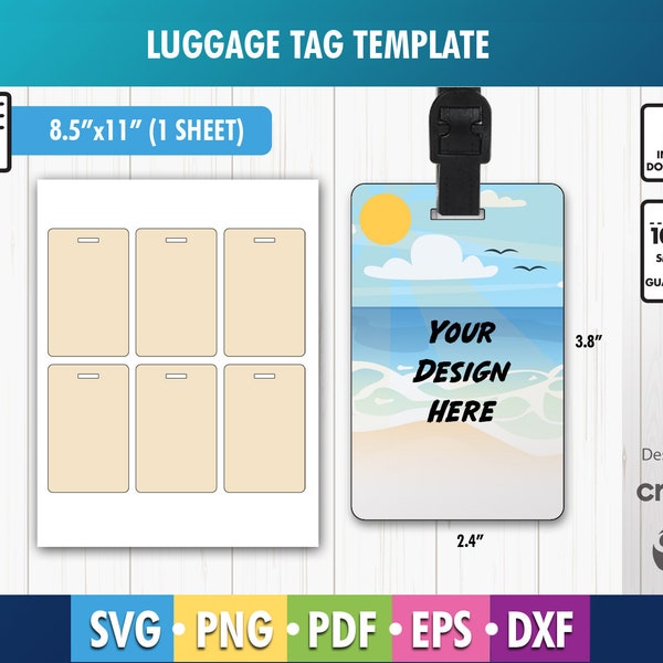 Luggage tag template, Luggage tag SVG, Luggage tag template svg, Luggage tag personalized, Travel tag custom, Template for sublimation