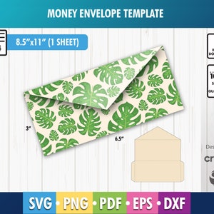 Leerer Umschlag svg, Geldumschlag Vorlage, 6,5x3 ""Geschenkumschlag, party druckbar, Cricut Geschenkkartenhalter, Png, Bargeldumschlag Eps, Pdf Dxf."