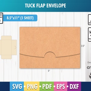 封筒テンプレート SVG 5"x3.5" お金封筒テンプレート ギフト封筒 ギフトカード封筒、印刷可能、ギフトカードホルダー、SVG、Eps、Png Pdf Dxf