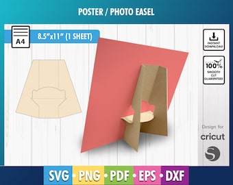 Caballete fotográfico DIY, soporte para fotos, soporte para pósteres, soporte para marcos, caballete para marcos, SVG, DXF, EPS, PDF, PNG, descarga instantánea, archivo de corte Cricut, silueta