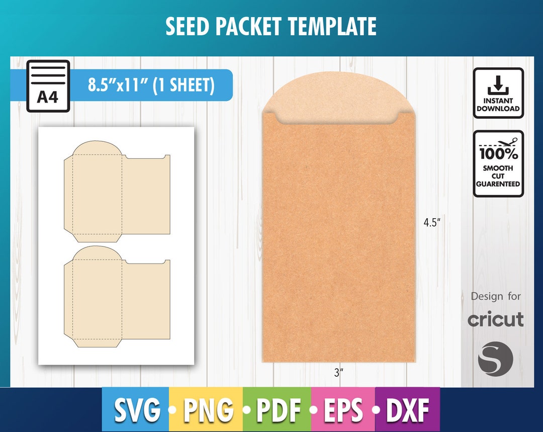 Seed Packet Template SVG, Seed Packet Printable, Envelope Template