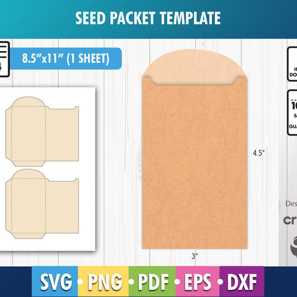 Seed Packet Template SVG, seed packet Printable, Envelope Template, wedding favor, Gift Card Envelope, Custom Wedding Favor SVG Png