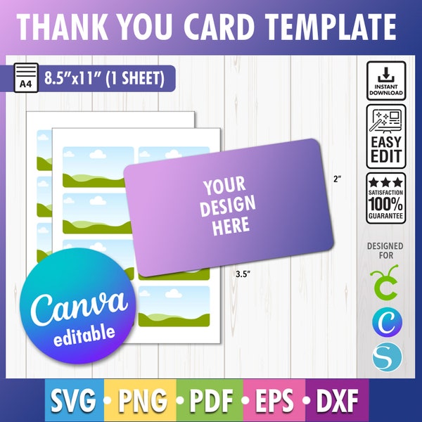 Canva Editable Business Card Template 3.5”x2” Business Card Template Business Card svg, Blank business card template Thank you card template