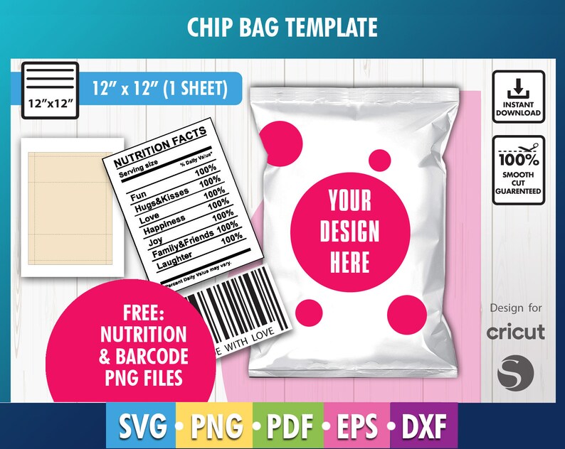 Chip Barcode Chip Bag Template, Blank Chip Bag, Chip Bag Template, Nutritional Label ...