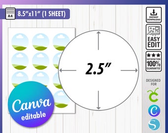 2,5-Zoll-Kreis Vorlage, 2,5-Zoll-Blanko-Vorlage, rundes Etikett, DXF, svg, Cricut, Silhouette, Canva runde Vorlage 6,5 cm