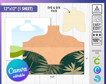Envelope Template SVG, 9.5"x4" envelope Png, Eps, PDF Printable, Canva Money Envelope Svg, A4, Gift Card Envelope Cricut, Dxf, Cut file