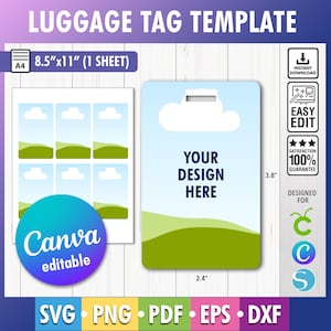 Luggage Tag Template, Luggage tag sublimation template Canva, SVG, PNG template for personalized luggage tag, Canva Editable Luggage Tag svg