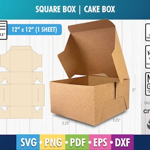 Gift Box Template, Square Box, Square Box Template, Gift Box, Storage Box, Shipping Box, Classic Box, Cricut, Silhouette PNG, Dxf, Svg