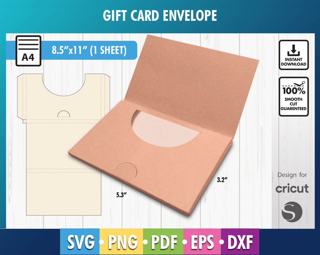 Card Holder Template SVG Gift Envelope Gift Card Pocket Envelope