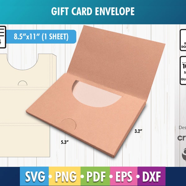 Card Holder Template SVG, Gift Envelope, Gift Card Pocket, Envelope Template, Gift Card Envelope, Seed Envelope, Dxf, Cricut cut file