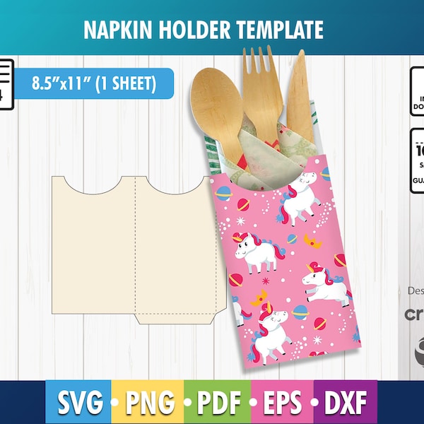 Cutlery Paper Holder Template, Cutlery Pouch Template, Party Favor Template, Utensil Pocket SVG, Spoon and Fork Pouch, Napkin Holder