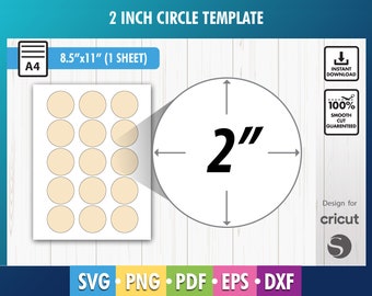 2-Zoll-Kreisvorlage, 2-Zoll-Kreisvorlage, Runder Aufkleber für Collagen, Aufkleber-Vorlage, Cricut, PNG, SVG, DxF, PdF, Papiergröße 8,5 x 11 Zoll