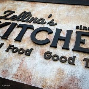 Letrero de cocina / Letrero familiar de cocina personalizado / Decoración de pared de cocina Granja / Decoración de cocina vintage /letreros hechos a mano