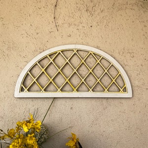 Farmhouse Half Moon Wooden Wall Window Arch  Wood Cathedral Window
