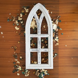 Farmhouse Window Frames. Distressed Church Windows, Farmhouse DecorFaux Window, Arched Window, Wall Hanging, Wall Decor Shabby
