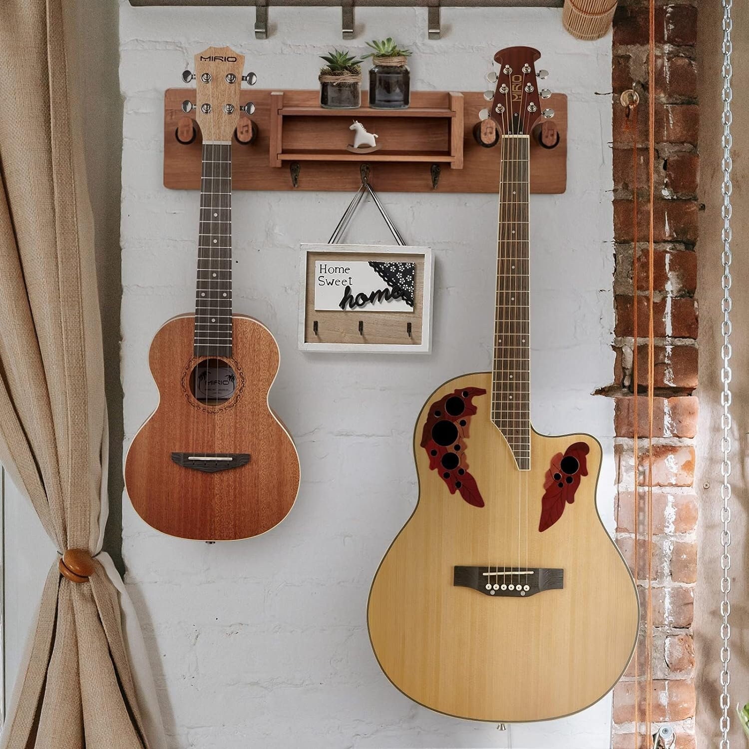 Donner Guitar Wall Mount Shelf, Guitar Wall Hanger with Storage Shelf, Pick  Holder and 2 Hook, Guitar Wood Hanging Rack for Electric Guitar, Acoustic