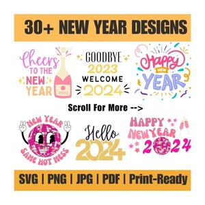 Pacchetto SVG di Capodanno, Camicia di Capodanno SVG png 2024, Pacchetto PNG di Felice Anno Nuovo, Abito di Capodanno originale retrò Svg Disco Ball, Cricut, 2024 svg