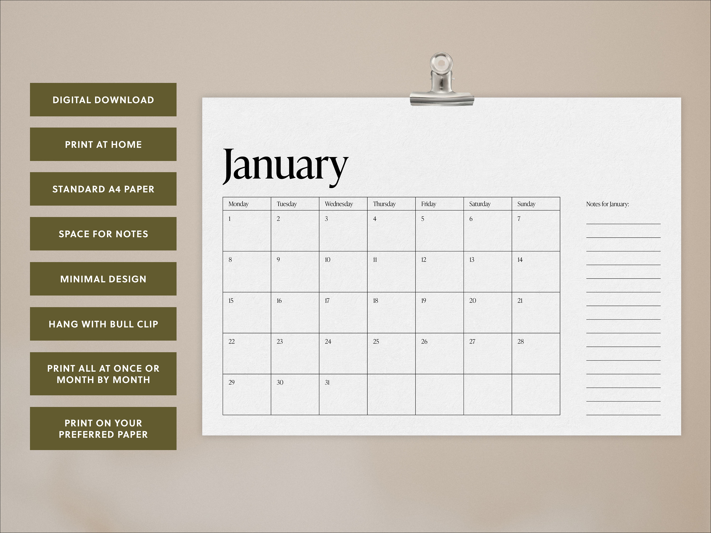 Printable 2024 Calendar Life Planning Home Organisation Minimal Design ... Printable 2024 Calendar Life Planning Home Organisation Minimal Design ...