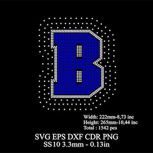 Rhinestone Letters Template SS10 Rhinestone Big B Letters Template Rhinestone Huge B Letters Desing SVG Dxf Png Rhinestone College Font